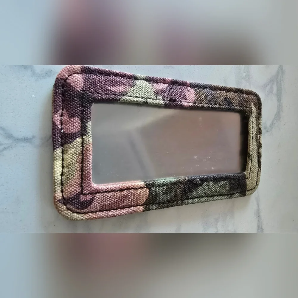 Vtg Avon Autumn Rose Floral‎ Houndstooth Canvas Bamboo Makeup Bag Accessory Set